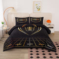 Mwmwmw Boy Comforter Set Queen Size, Black And Gold Football Comforter Set, Sports Themed Bedding Set For Boys Girls, 3-Pieces M