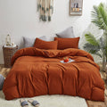 Houseri Burnt Orange Comforter Set Full Teen Boys Girls 3 Pcs Rust Bedding Sets Full Size Terracotta Caramel Comforter Lightweig