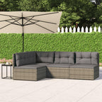 vidaXL Patio Lounge Set - 4 Piece Outdoor Furniture Set with Adjustable Seats and Cushions, Durable Powder-Coated Steel Frame, Customizable Layout - Gray, Poly Rattan Design