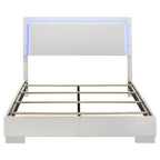 Coaster Home Furnishings Felicity Contemporary Leatherette Upholstered Queen Size LED Panel Bed Frame 49-inch Headboard White High Gloss 203500Q