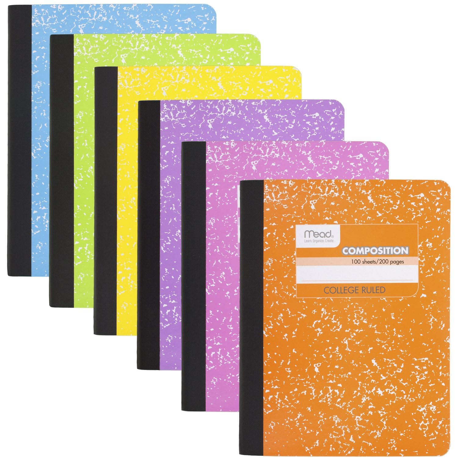 Mead Composition Notebooks, 6 Pack, College Ruled Paper, 7-1/2' X 9-3/4', 100 Sheets, Assorted Bright Colors (850106-Ecm)