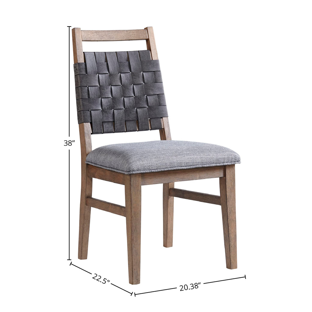 Intercon Oslo Side Chair with Woven Back and 4 Legs, Weathered Chestnut, Set of 2 Furniture