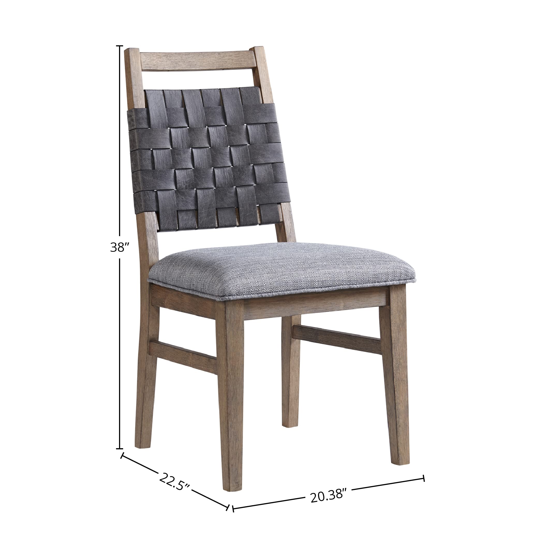 Intercon Oslo Side Chair with Woven Back and 4 Legs, Weathered Chestnut, Set of 2 Furniture