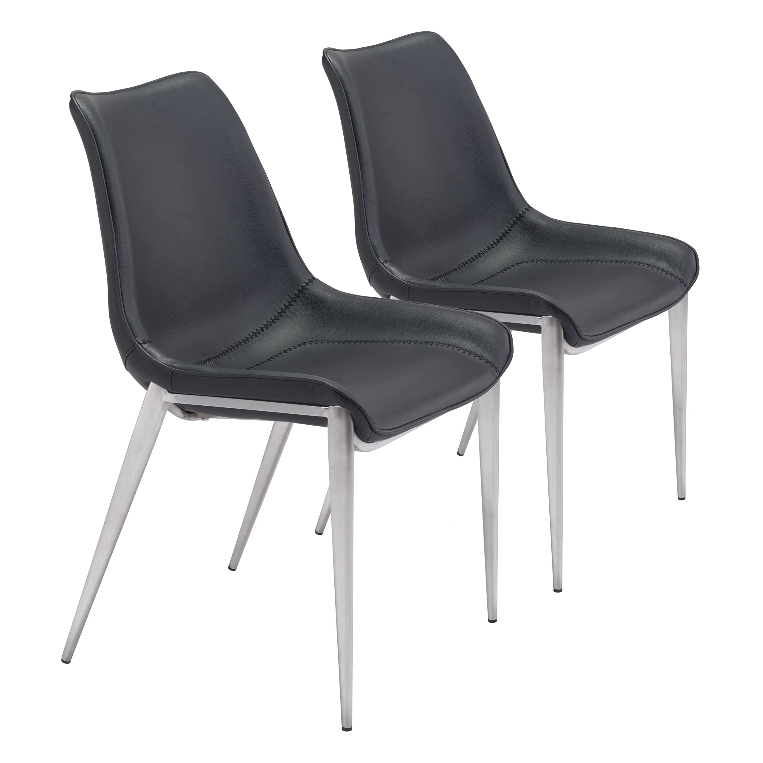 Magnus Dining Chair (Set of 2) Black & Silver