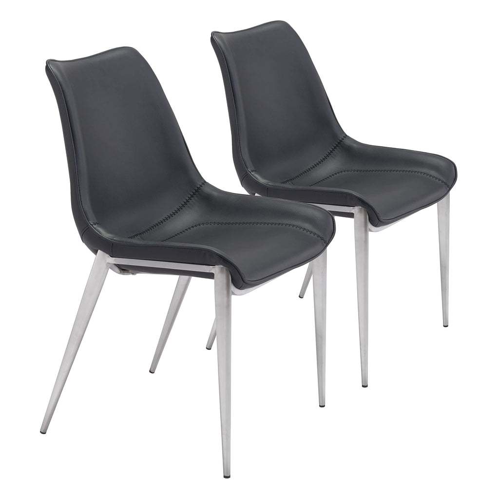 Magnus Dining Chair (Set of 2) Black & Silver