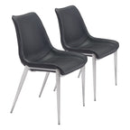 Magnus Dining Chair (Set of 2) Black & Silver