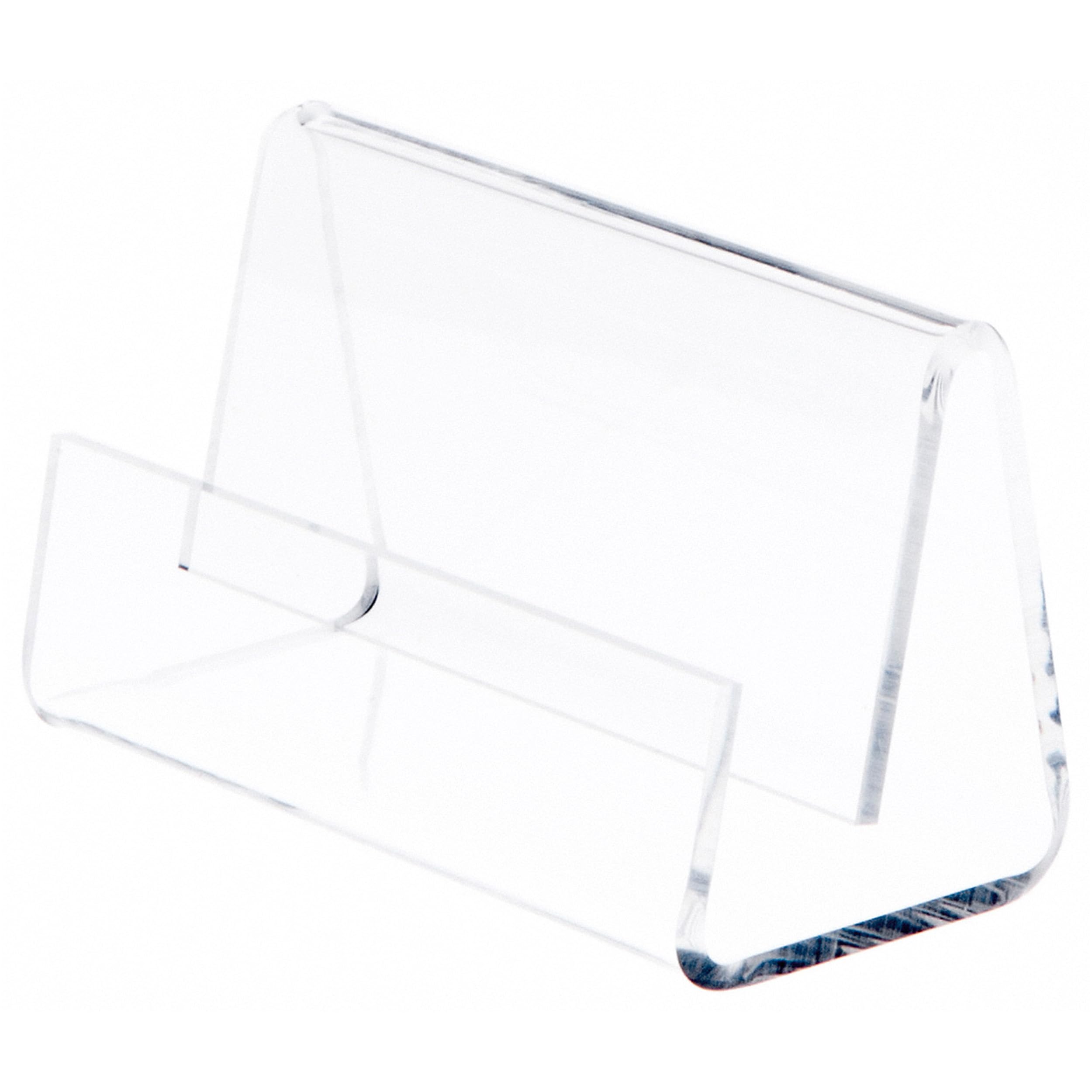 Plymor Clear Acrylic Deluxe Business Card/Postcard Holder, 3.5' W X 2.875' D X 2.125' H, Pack Of 2