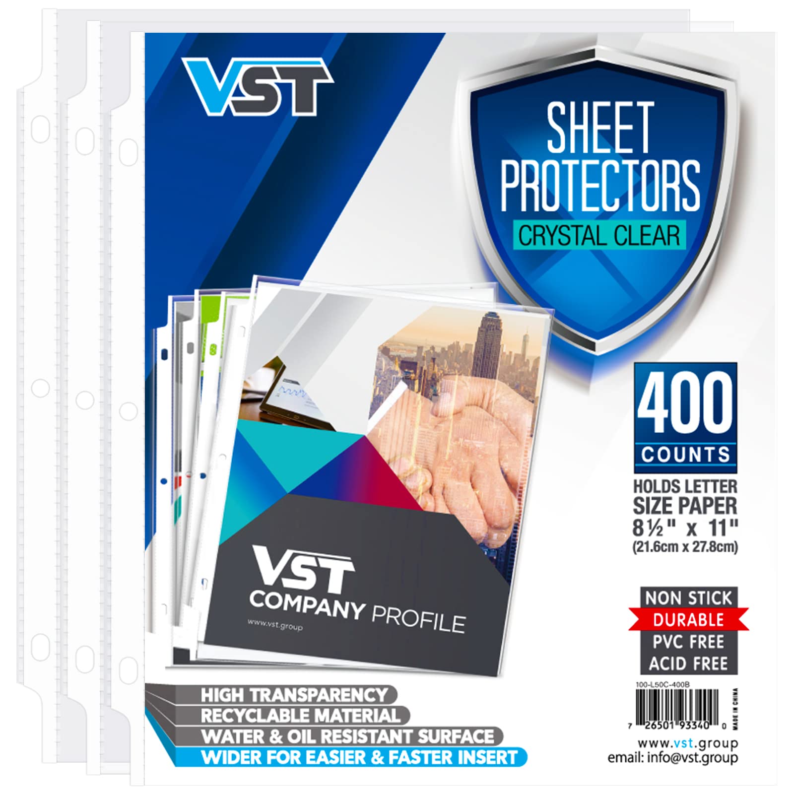 Vst Sheet Protectors 8.5 X 11 Inch For 3 Ring Binder, Crystal Clear Page Protectors, Medium Weight Plastic Sleeves, Top Loading