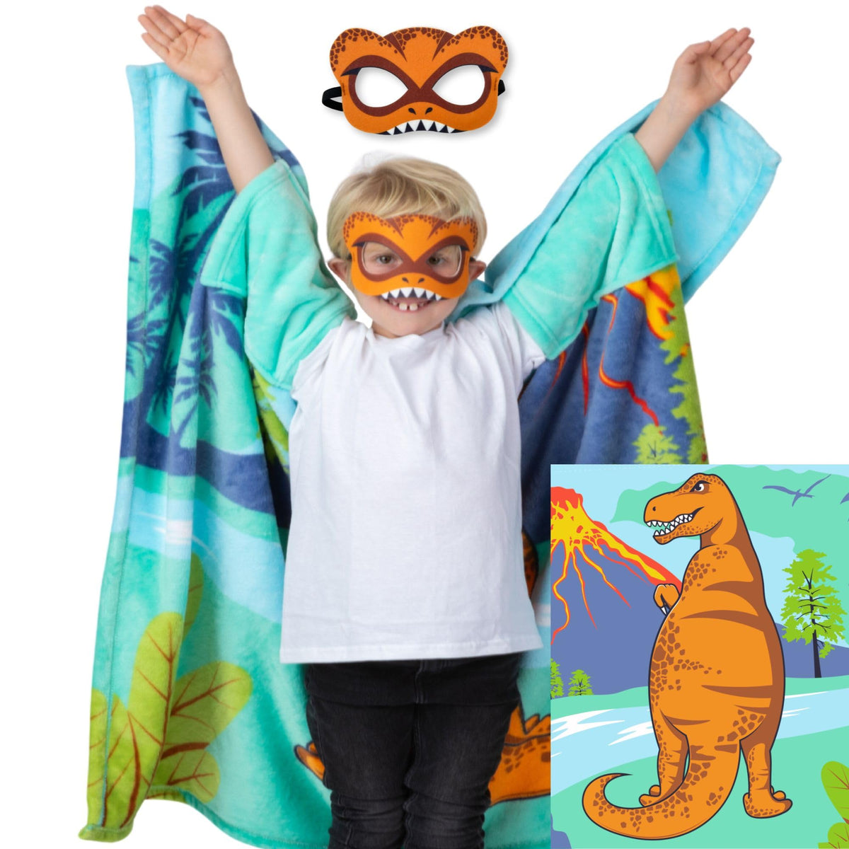 A Wearable Blanket Kids - Cozy Soft Toddler Blanket Cape Costume With Mask, Toddler Blankets For Boys, Fleece Throw Blanket, Kid