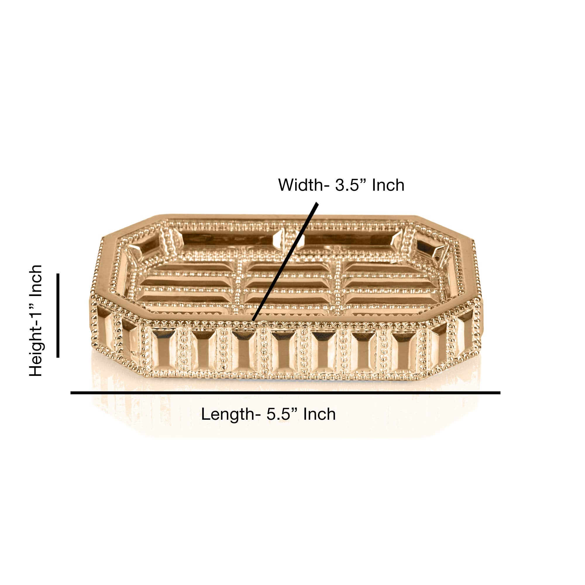 nu steel Gold Resin Decorative Bar Soap Dish Tray for Bathroom, Kitchen Sink - Stylish Storage for Soap, Sponges, Scrubbers - GLT3GH