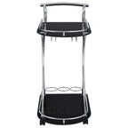 Coaster Home Furnishings Elfman 2-Tier Glass Shelf Metal Bar Cart Black and Chrome 910001