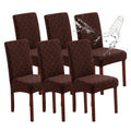 Genina Waterproof Chair Covers For Dining Room, Stretch Jacquard Dining Chair Slipcovers Removable Washable Chair Protector For Kitchen, Hotel, Restaurant (Jacquard-Chocolate, 6 Pcs)