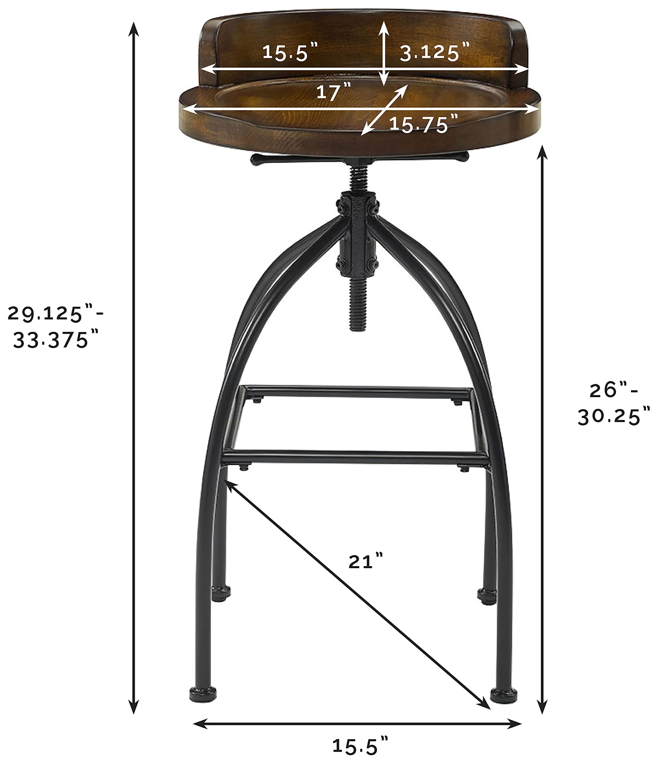 Crosley Furniture Edison Wood Seat Adjustable Height Swivel Bar Stool, Natural