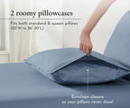 California Design Den 100% Cotton Pillowcases Standard Size Set Of 2, Soft & Cooling Sateen Weave Cotton Pillowcases (Standard/Queen, Blue)