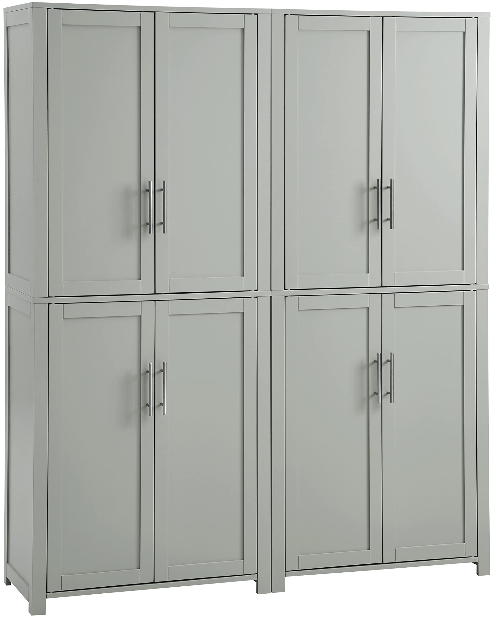 Crosley Furniture Savannah 2-Piece Pantry Storage Cabinet Set with Shelves, Kitchen, Dining, or Laundry Room, Gray