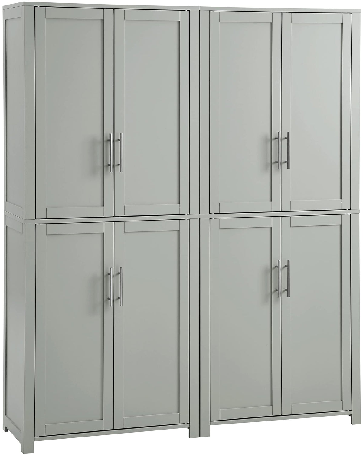 Crosley Furniture Savannah 2-Piece Pantry Storage Cabinet Set with Shelves, Kitchen, Dining, or Laundry Room, Gray