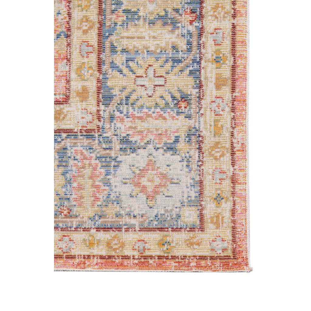 HomeRoots 532000 9 x 13 ft. Coral Floral Power Loom Rectangle Area Rug