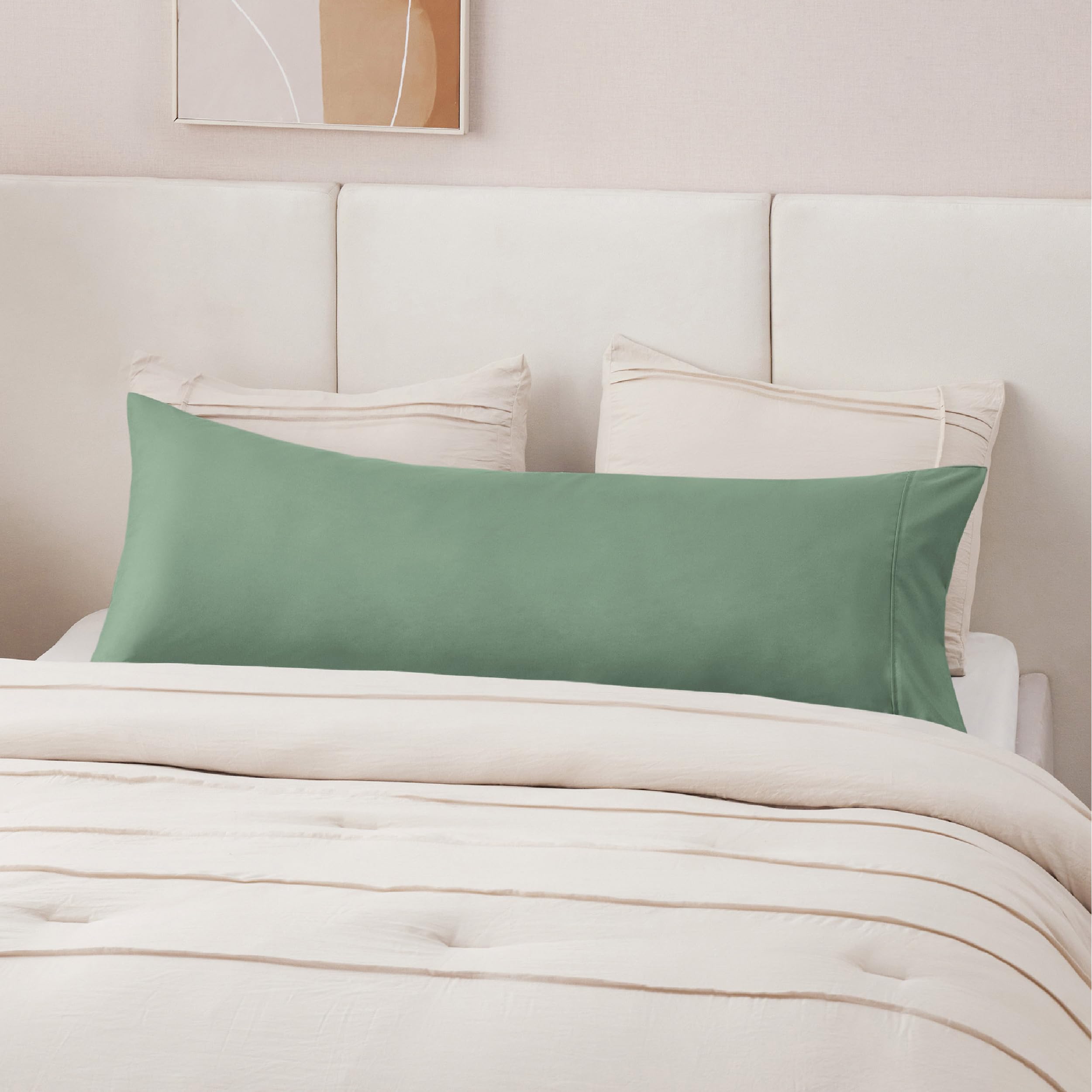 Bedsure Body Pillow Case Cover - Sage Green Polyester Microfiber Long Pillow Cases, Ultra Soft And Cozy Body Pillowcase With Envelope Closure, 1 Pack, 20X54 Inches