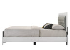 Acme Casilda Faux Leather Tufted Eastern King Bed with LED in Gray and White