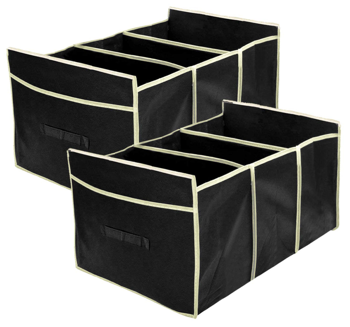 Kuber Industries 2 Pcs Foldable Trunk Storage Organizer, Reinforced Handles, Suitable For Any Car, Suv, MiniVan (Black)