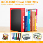 Vfine Bookends 1 Pair, Bookends For Shelves, Metal Black Book Ends For Shelves, Book Ends For Heavy Books, Book Shelf Holder For