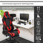 Hanover Hgc0118 Commando Gas Lift 2-Tone Gaming Chair W/ Footrest Faux Leather
