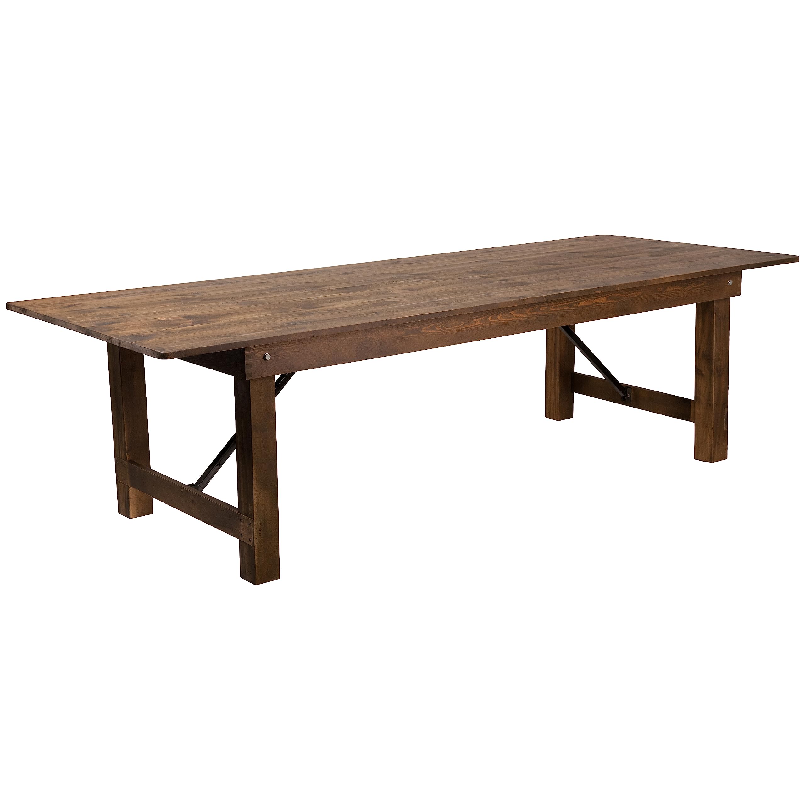 Flash Furniture Hercules Series 9' X 40&quot; Rustic Solid Pine Folding Dining Table, Rectangular Antique Farmhouse Dining And Event Extension Table