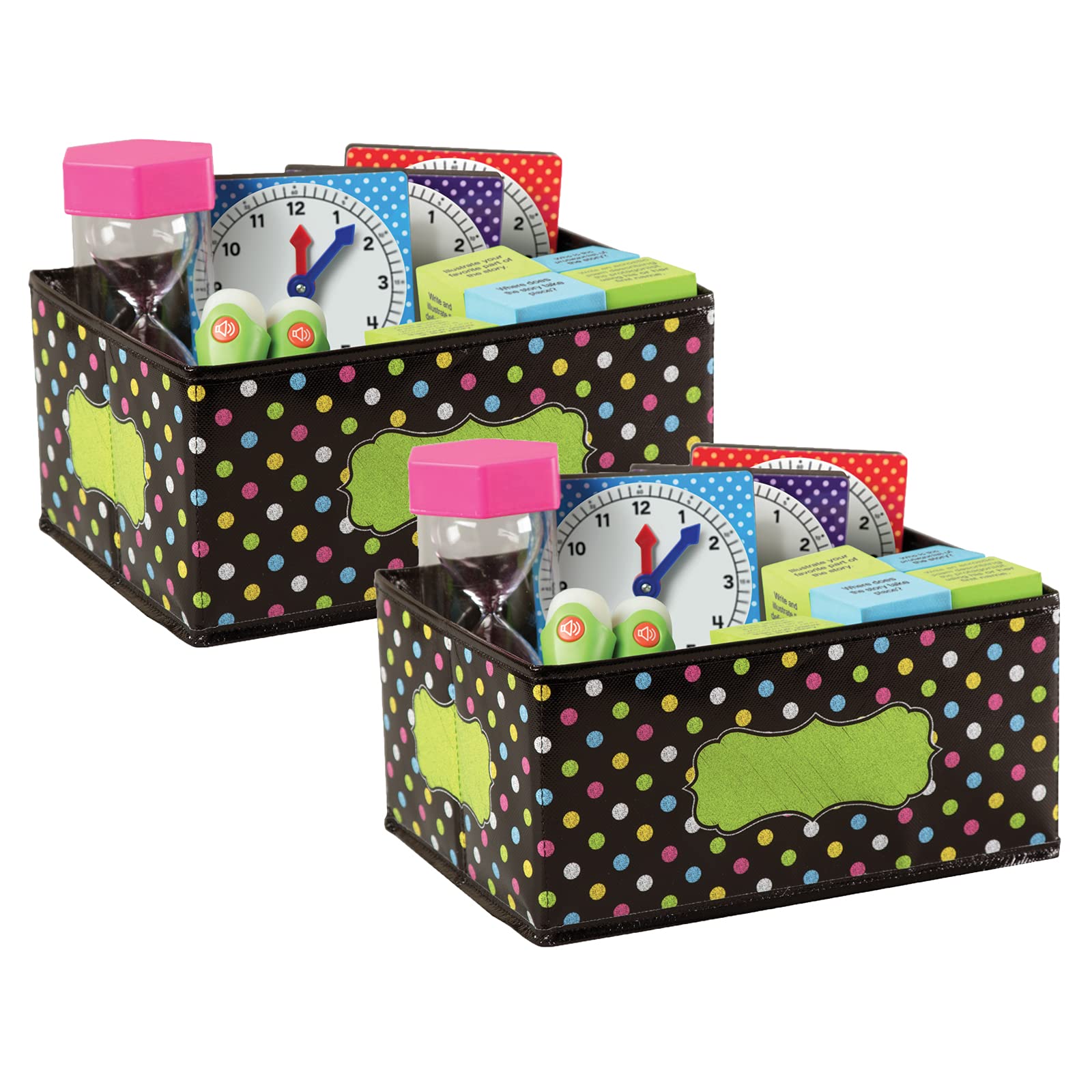 Teacher Created Resources Chalkboard Brights Small Storage Bin, 8'' x 11'' x 5'', Pack of 2