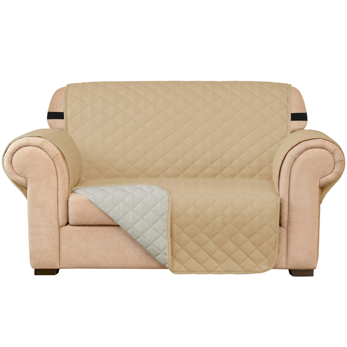 Subrtex Sofa Slipcover Reversible Chair Cover Quilted Couch Cover Furniture Protector With Elastic Straps In Living Room Washabl