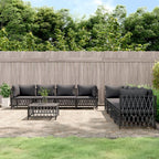 vidaXL Patio Furniture Set 9 Piece, Sectional Sofa with Cushions, Patio Lounge Set for Outdoor Garden Lawn Backyard, Anthracite Steel
