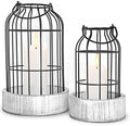 Livelab Modern Farmhouse Lantern Decor, [Refined] Rustic Home Decor Lanterns, Wire Metal Cloche Decorative Candle Holder for Liv