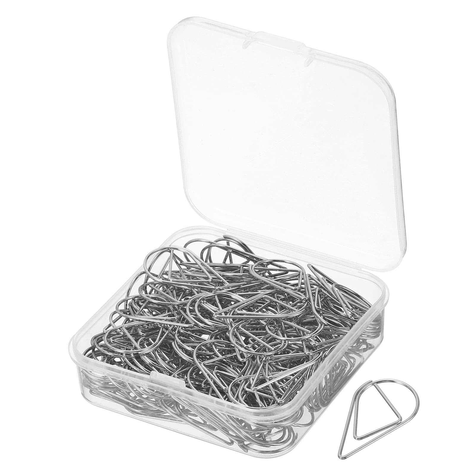 Meccanixity 150 Pieces Metal Paper Clip Drop-Shaped With Box 1 Inch Silver Tone For Crafts Organize Office Home