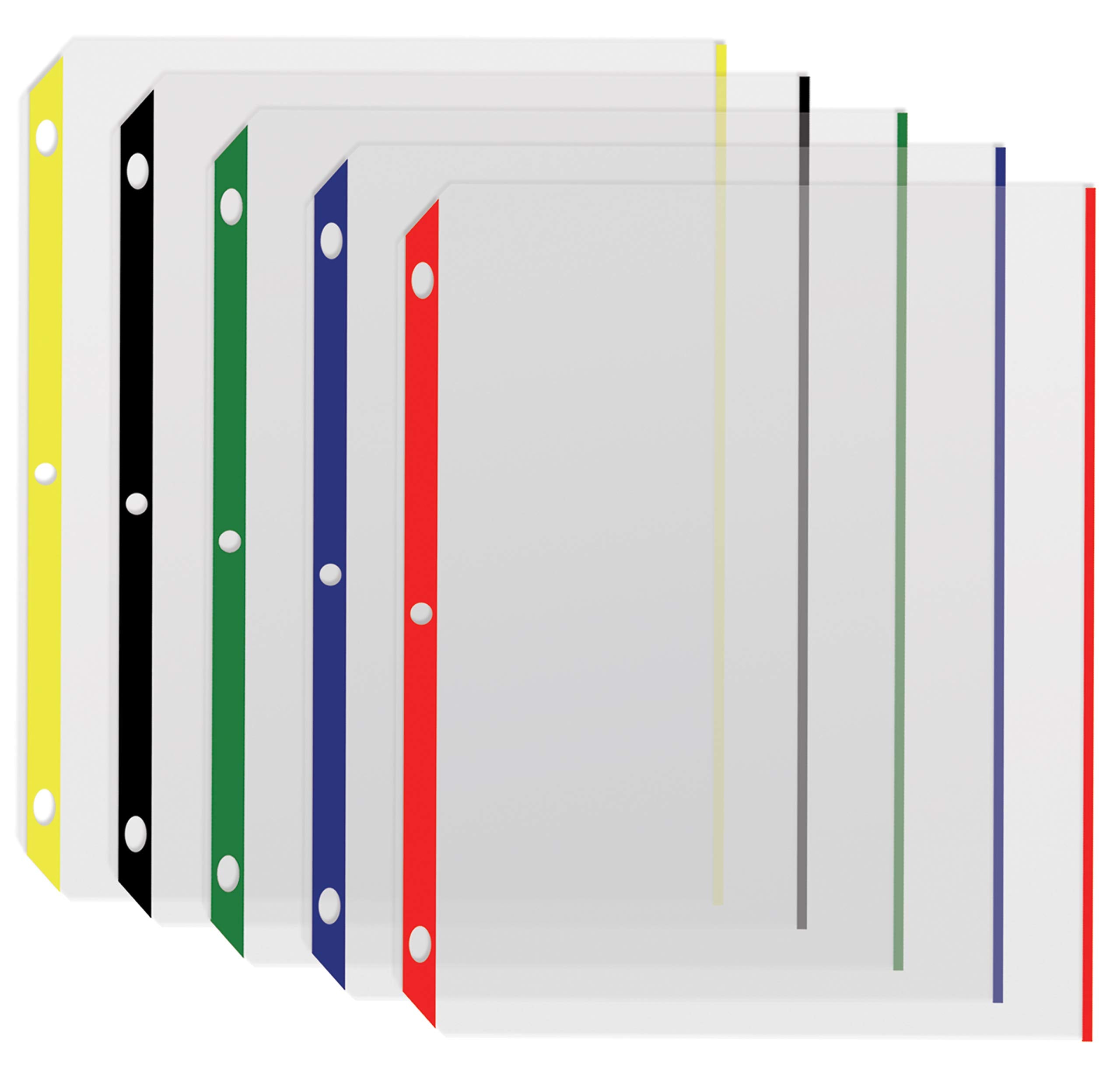 Better Office Products Color Edge Sheet Protectors, 100/Box, Color Coded Edges, 8.5 X 11 Inches, 5 Assorted Colors, 100 Pack