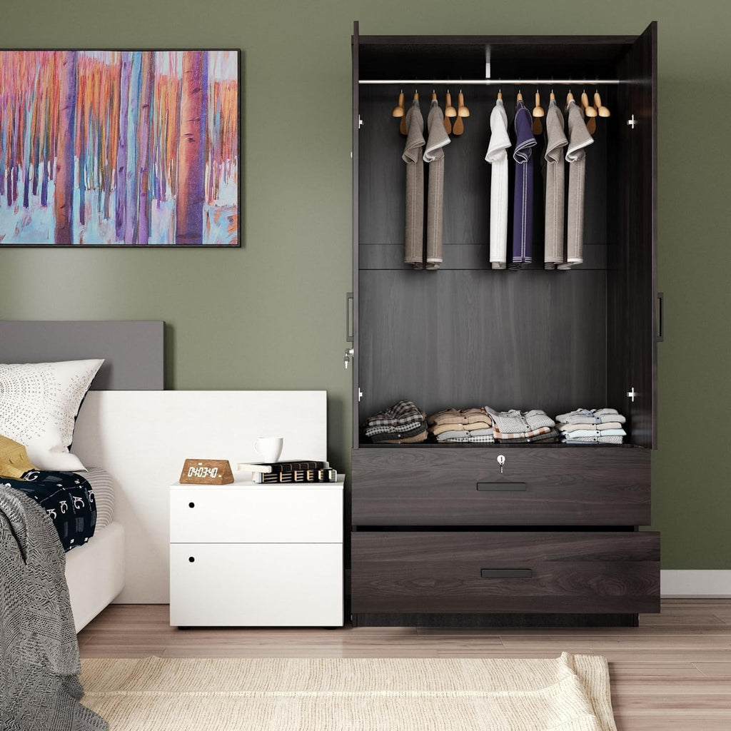 Woodpeckers Furniture And Mattress Mirrored Wardrobe with Drawers (Tobacco)