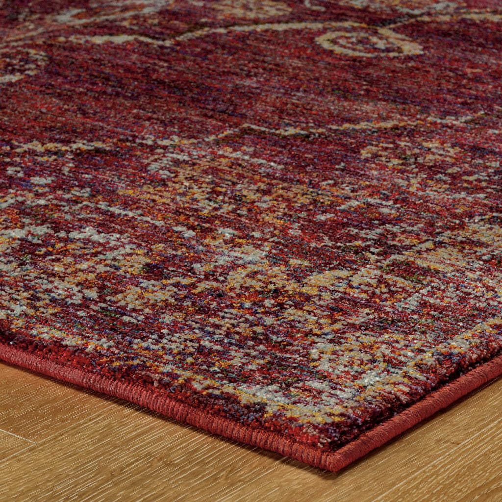 HomeRoots 510046 8 x 10 ft. Red & Gold Oriental Power Loom Stain Resistant Rectangle Area Rug