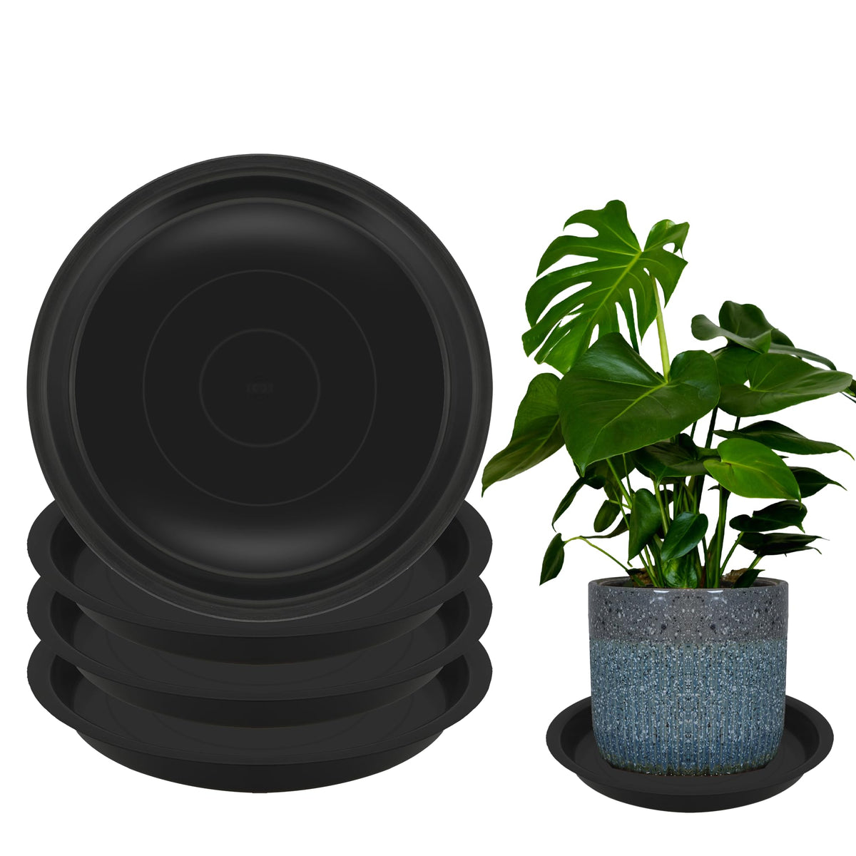 4 Pack 14 Inch Round Plant Saucers For Less 11.8 Inch Pot Indoors Outdoors Plant Trays For Pots Planter Saucer Plastic Plant Dri