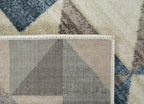 HomeRoots Heat-Set Polypropelene 3’ x 5’ Blue Beige Nested Diamonds Modern Area Rug