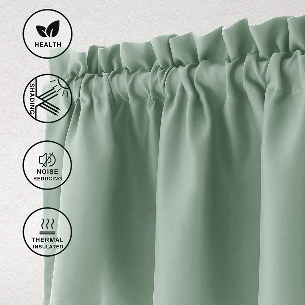 Hiasan Valance Curtains For Kitchen Blackout Thermal Insulated Solid Window Curtain Valance, Light Sage, 42 X 12 Inches, 1 Panel