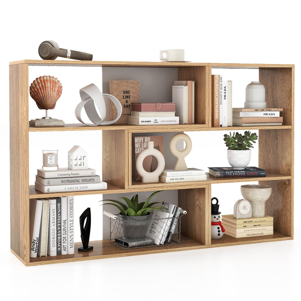 Giantex 6-Cube Bookcase, 3-Tier Wooden Bookshelf With Anti-Tipping Kits, Modern Freestanding Wood Book Shelf, Open Cube Storage Organizer For Kids Room