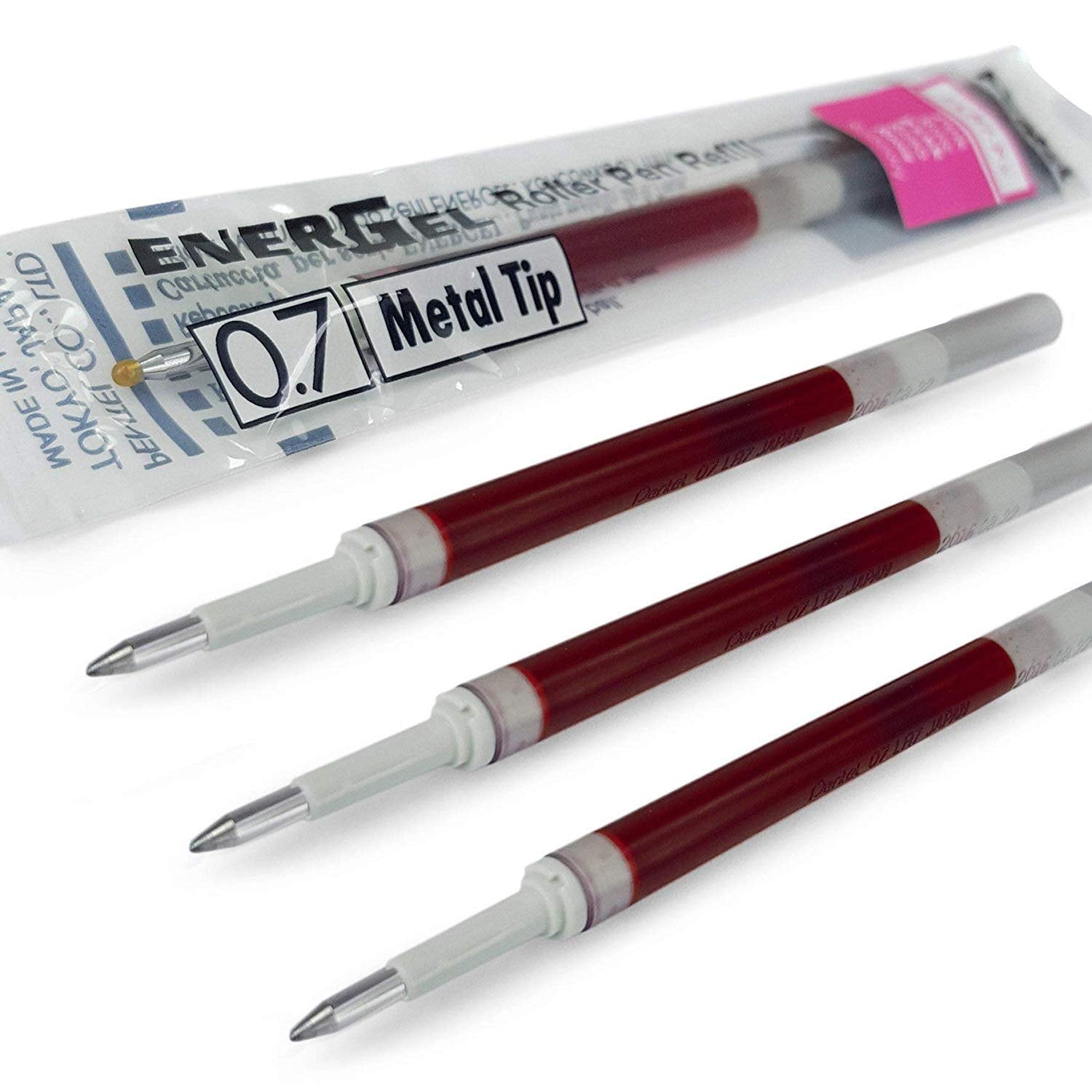 4 X Pentel Energel 0.7Mm Refill Metal Tip Lr7 - Fits Energel Xm, Bl77/Bl57/Bl37 - Pink