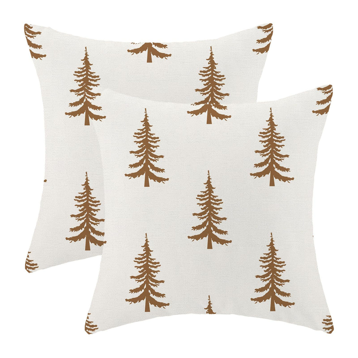 Cxmeifly Christmas Pillow Covers 20X20 Inch Set Of 2 Cream Brown Christmas Tree Decor Throw Pillows Winter Xmas Holiday Outdoor