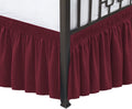 Biscaynebay Wrap Around Bed Skirts With Split Corners For King Beds 14' Drop, Burgundy Elastic Dust Ruffles Easy Fit Wrinkle & Fade Resistant Silky Luxurious Fabric Solid Machine Washable