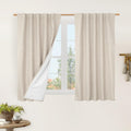 LAMIT Natural 100% Blackout Linen Curtains, 54 Inches Linen Textured Thermal Bedroom Drapes Back Tab and Rod Pocket Neutral Pane