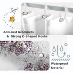 Ruelvth Stall Shower Curtain, Spring Purple Flower Shower Curtain Set For Bathroom Waterproof Fabric Small Rv Bathroom Curtain W