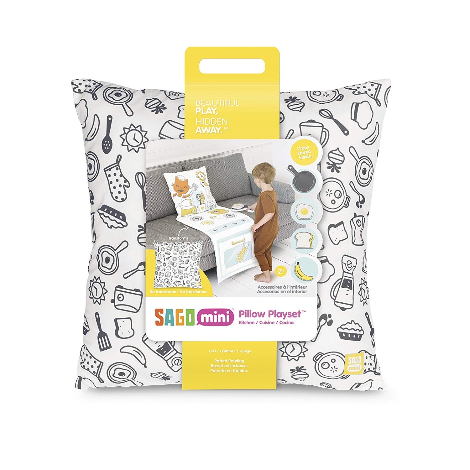 Sago Mini , 2-in-1 Fold Up Pillow Playset, JinjaS Kitchen with Plush Accessories for Toddlers, Multicolor