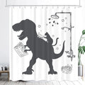 LGhtyro Funny Dinosaur Kid Shower Curtain Bathroom Set 60Wx71H Inches Cartoon Dino Cat Trex Animal Raptor Silhouette Shadow Bath