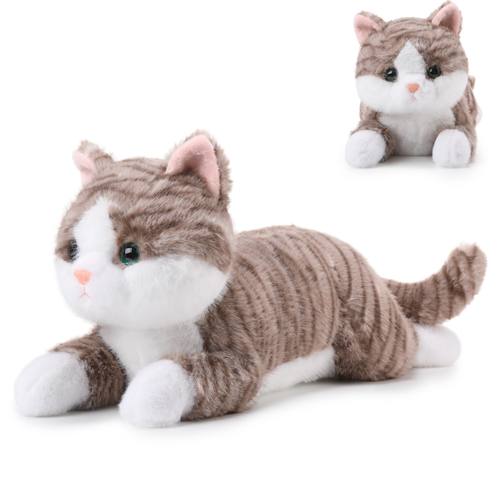 Sosation 16 Inch Cat Stuffed Animal Plush, Realistic Cat Toy Soft Plush Pillow, Cute Toy Gifts For Kids, Birthday Christmas Deco