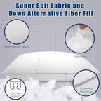 Bed Pillows For Sleeping 2 Pack, Standard Size Pillows Set Of 2,Down Alternative Filling, Pillow For Back, Stomach Or Side Sleep