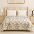 Drumstone (    Reversible Double Bed Quilt 82 X 78.7 Inch, Beige & Blue, Soft Lightweight Comforter, Durable Easy Wash Bedding F