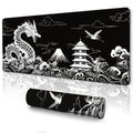 Ujoowalk Japanese Dragon Large Gaming Mouse Pad, Black Mouse Pad Gaming 31.5 X 11.8 In, Large Desk Mat, Keyboard Mousepad With N